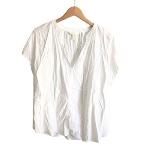 H&M White V-Neck Blouse XL Viscose Cotton Blend